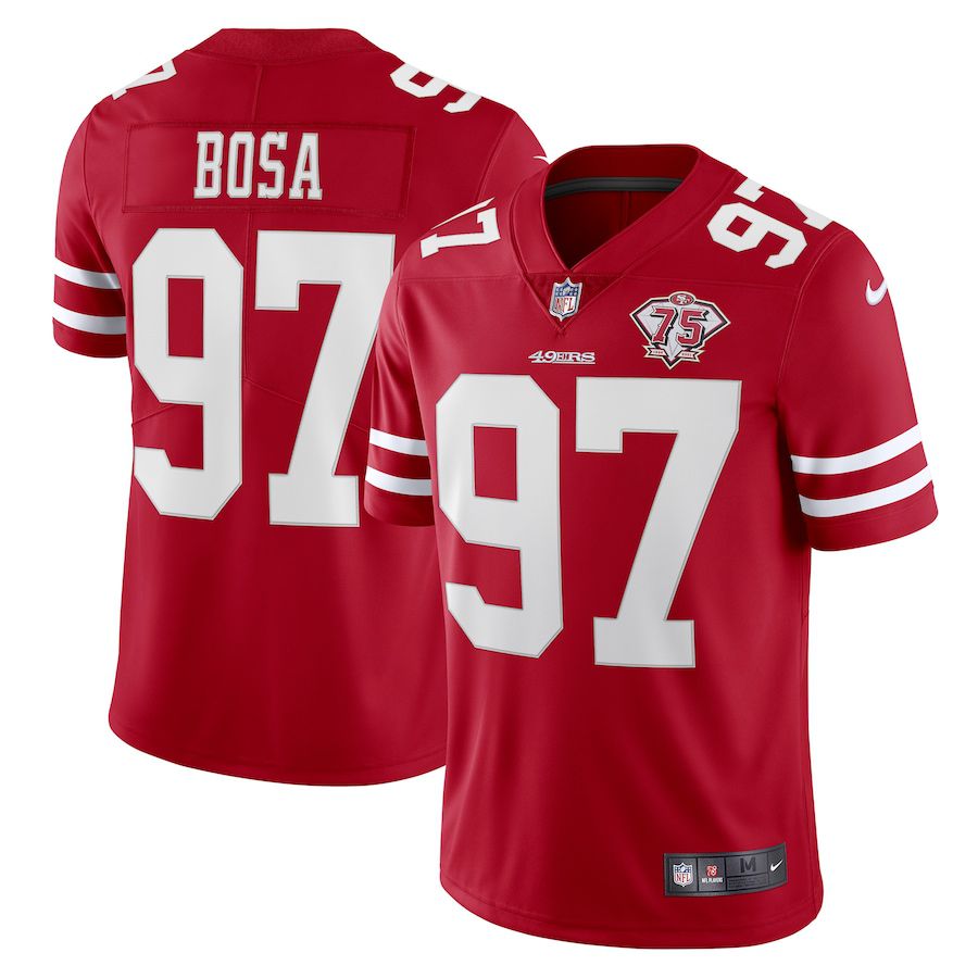 Men San Francisco 49ers 97 Nick Bosa Nike Scarlet 75th Anniversary Vapor Limited NFL Jersey